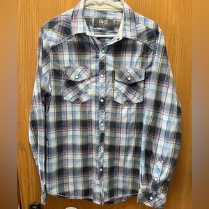BKE Men's Multicolor Plaid Button-Down Shirt
